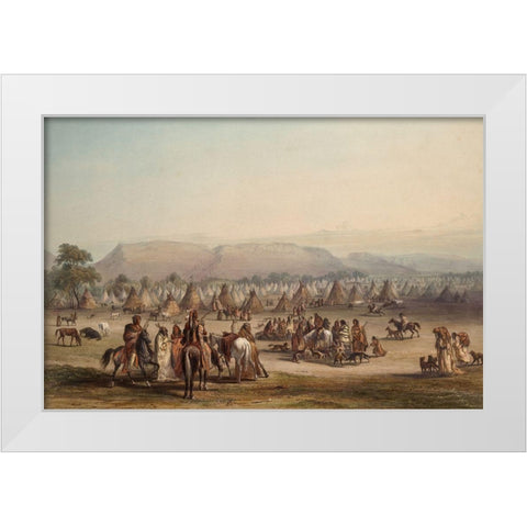 Camp of the Piekann Indians White Modern Wood Framed Art Print by Bodmer, Karl