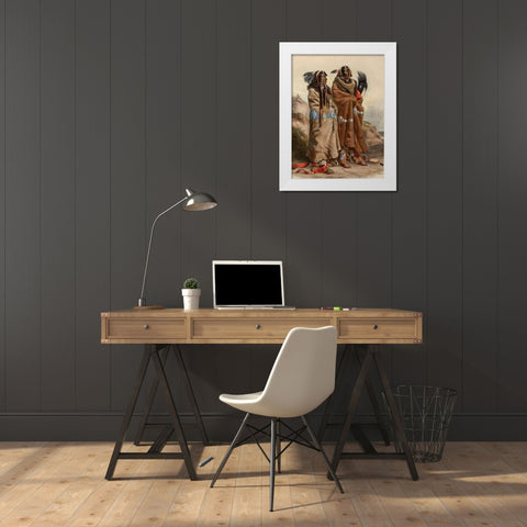 Mandan indians White Modern Wood Framed Art Print by Bodmer, Karl