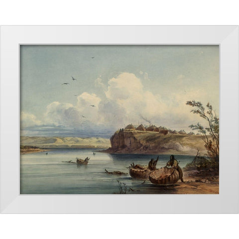 A Mandan village White Modern Wood Framed Art Print by Bodmer, Karl