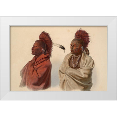 Saki indian and Musquake indian White Modern Wood Framed Art Print by Bodmer, Karl