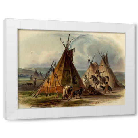 A skin lodge of the Assiniboin Indian chief White Modern Wood Framed Art Print by Bodmer, Karl