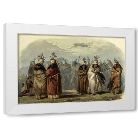 Dance of the Mandan women White Modern Wood Framed Art Print by Bodmer, Karl