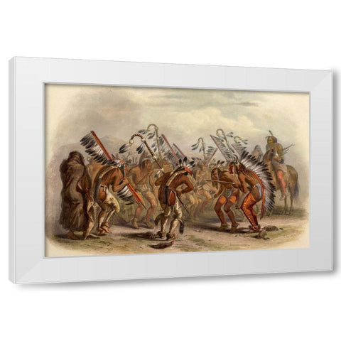 Dance of the Mandan Indians White Modern Wood Framed Art Print by Bodmer, Karl