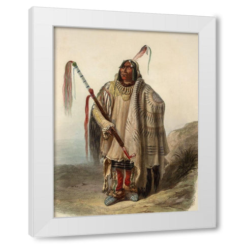 A Minatarre or Big-bellied indian White Modern Wood Framed Art Print by Bodmer, Karl