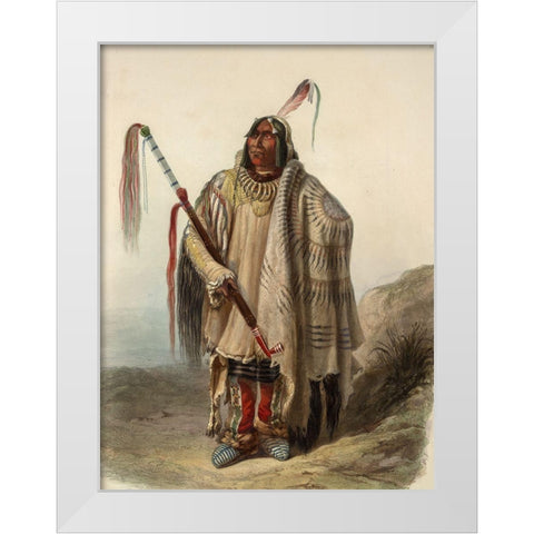 A Minatarre or Big-bellied indian White Modern Wood Framed Art Print by Bodmer, Karl