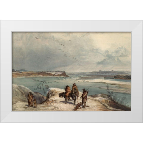 Fort Clack on the Missouri White Modern Wood Framed Art Print by Bodmer, Karl