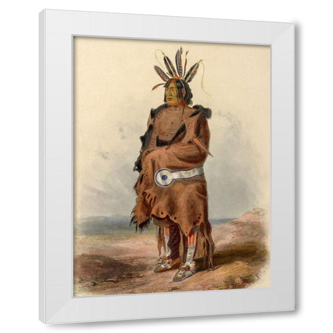An Arrikara Indian Warrior White Modern Wood Framed Art Print by Bodmer, Karl