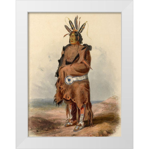 An Arrikara Indian Warrior White Modern Wood Framed Art Print by Bodmer, Karl