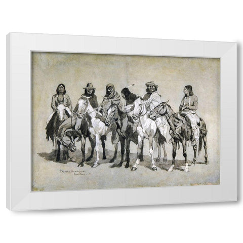 Waiting For The Beef Issue White Modern Wood Framed Art Print by Remington, Frederic