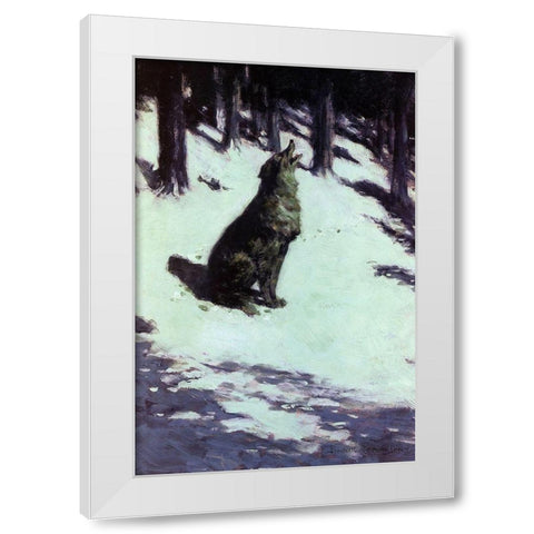Voice Of The Hills White Modern Wood Framed Art Print by Remington, Frederic