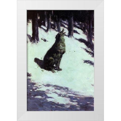 Voice Of The Hills White Modern Wood Framed Art Print by Remington, Frederic