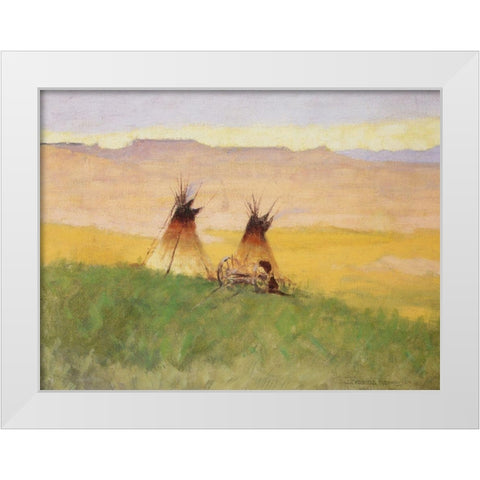 Stormy Morning in the Badlands White Modern Wood Framed Art Print by Remington, Frederic