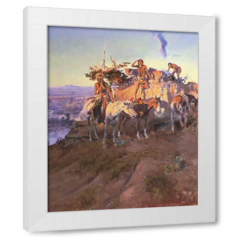 Signal Smoke White Modern Wood Framed Art Print by Russell, Charles Marion