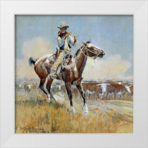 Beef for the Fighters White Modern Wood Framed Art Print by Russell, Charles Marion
