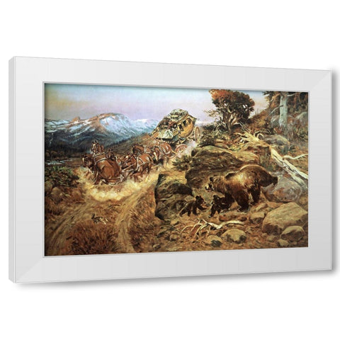 Bruin Not Bunny Turned the Leaders White Modern Wood Framed Art Print by Russell, Charles Marion