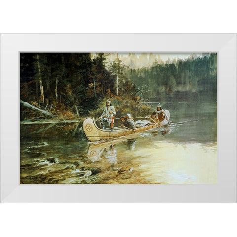 On The Flathead White Modern Wood Framed Art Print by Russell, Charles Marion