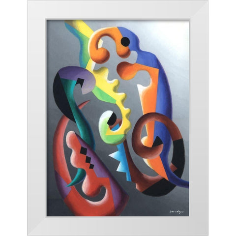 Zillusion III White Modern Wood Framed Art Print by Wang, John Z.