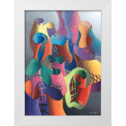 Zillusion VIII White Modern Wood Framed Art Print by Wang, John Z.