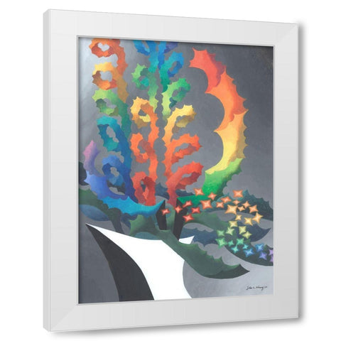 Dream Flowers II White Modern Wood Framed Art Print by Wang, John Z.