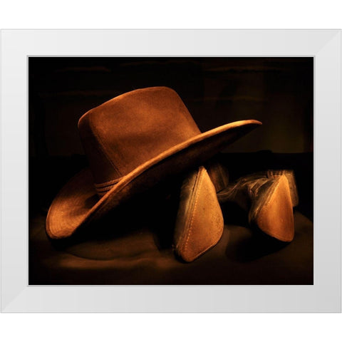 Hat and Boots I White Modern Wood Framed Art Print by The Yellowstone Collection