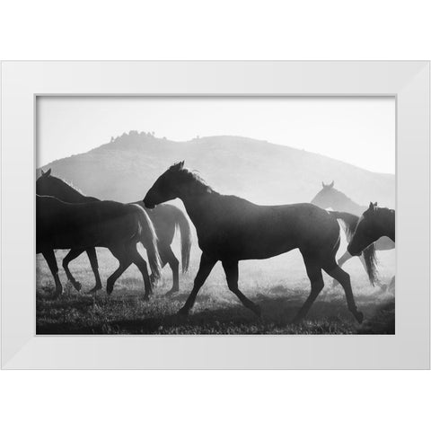 Heading Home White Modern Wood Framed Art Print by The Yellowstone Collection
