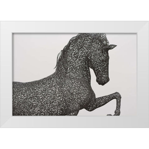 Horse wrought iron statue White Modern Wood Framed Art Print by The Yellowstone Collection