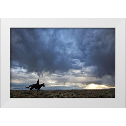 Plains Rider White Modern Wood Framed Art Print by The Yellowstone Collection