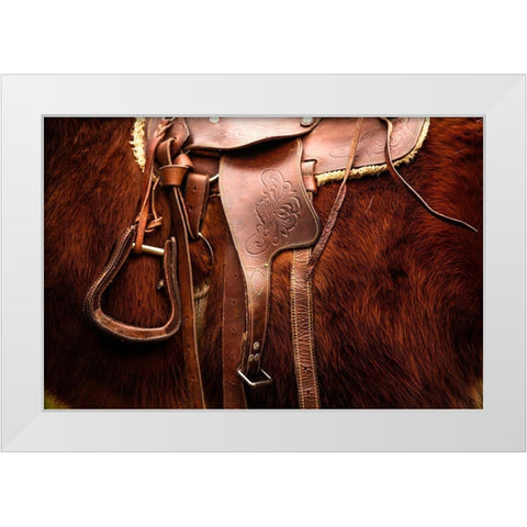 Saddled White Modern Wood Framed Art Print by The Yellowstone Collection