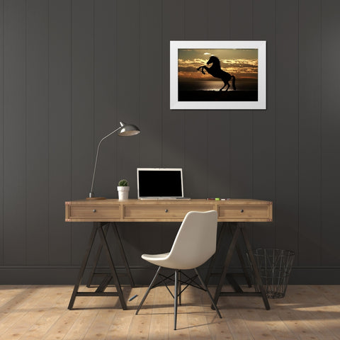 Shadow Dancer White Modern Wood Framed Art Print by The Yellowstone Collection