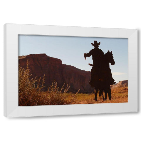 Shadow Rider White Modern Wood Framed Art Print by The Yellowstone Collection