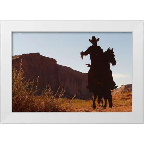 Shadow Rider White Modern Wood Framed Art Print by The Yellowstone Collection