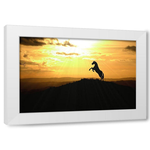Sunset Dancer White Modern Wood Framed Art Print by The Yellowstone Collection