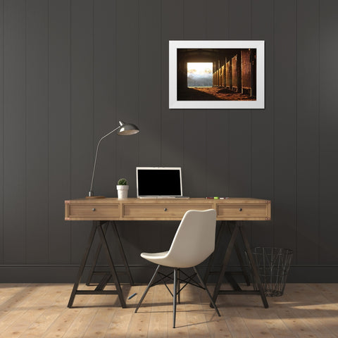 The Old Stable Block White Modern Wood Framed Art Print by The Yellowstone Collection
