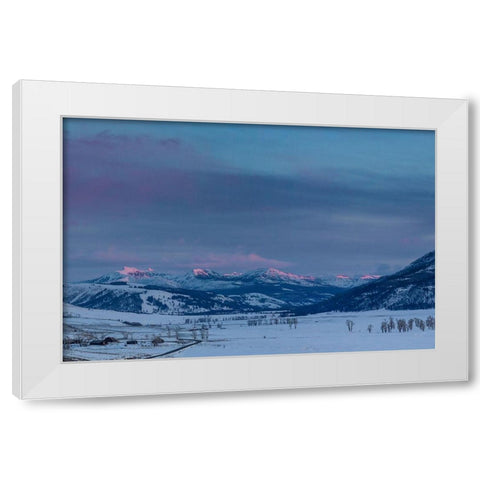 Alpenglow, Lamar Valley, Yellowstone National Park White Modern Wood Framed Art Print by Herbert, Neal