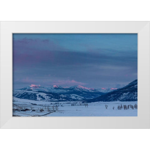 Alpenglow, Lamar Valley, Yellowstone National Park White Modern Wood Framed Art Print by Herbert, Neal