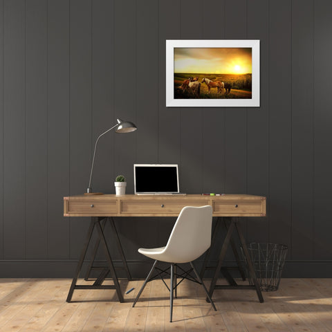 A Kiss Goodnight White Modern Wood Framed Art Print by The Yellowstone Collection
