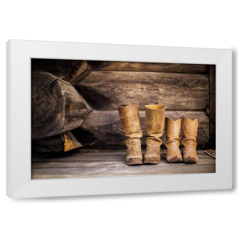 Cowboy boots White Modern Wood Framed Art Print by The Yellowstone Collection