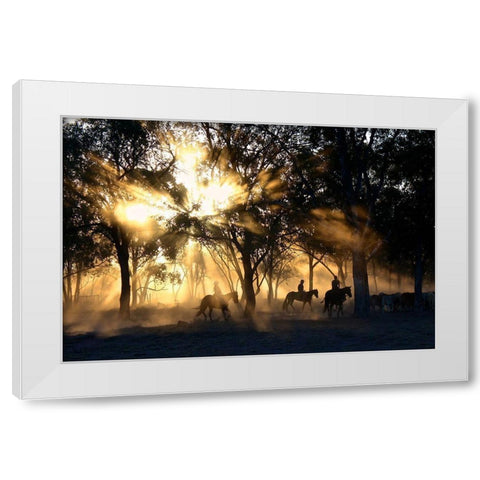 Forest Riders White Modern Wood Framed Art Print by The Yellowstone Collection