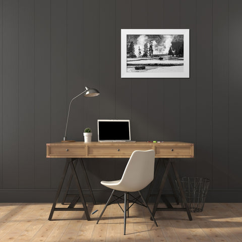 Bison near Biscuit Basin, Yellowstone National Park White Modern Wood Framed Art Print by The Yellowstone Collection