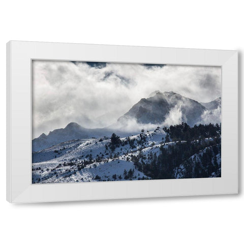 Blowing Snow, Electric Peak, Yellowstone National Park White Modern Wood Framed Art Print by The Yellowstone Collection