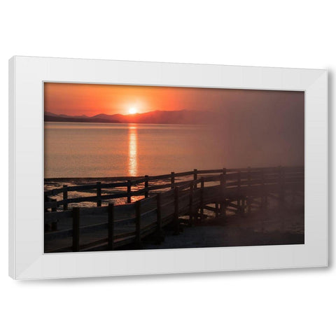 Sunrise at West Thum Geyser Basin, Yellowstone National Park White Modern Wood Framed Art Print by Frank, Jacob W.