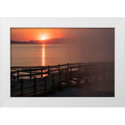 Sunrise at West Thum Geyser Basin, Yellowstone National Park White Modern Wood Framed Art Print by Frank, Jacob W.