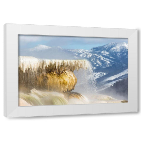 Canary Spring, Mammoth Hot Springs, Yellowstone National Park White Modern Wood Framed Art Print by The Yellowstone Collection