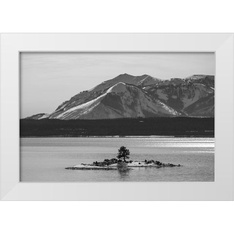Carrington Island and Mount Sheridan, Yellowstone National Park White Modern Wood Framed Art Print by The Yellowstone Collection