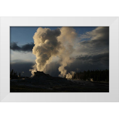 Castle Geyser in Upper Geyser Basin, Yellowstone National Park White Modern Wood Framed Art Print by Peaco, Jim