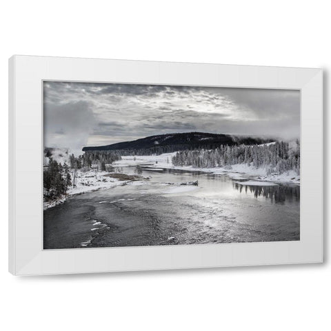 Early Winter, Yellowstone River, Yellowstone National Park White Modern Wood Framed Art Print by The Yellowstone Collection