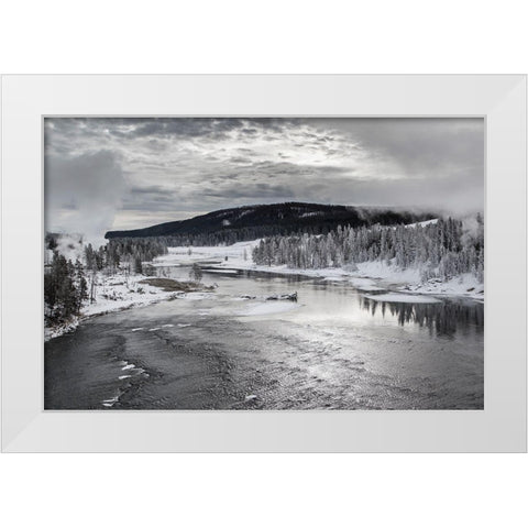 Early Winter, Yellowstone River, Yellowstone National Park White Modern Wood Framed Art Print by The Yellowstone Collection