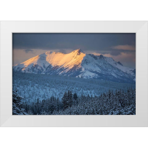 Electric Peak at Sunset, Yellowstone National Park White Modern Wood Framed Art Print by Herbert, Neal
