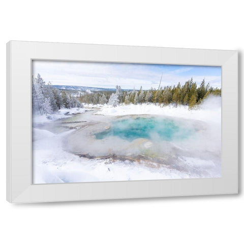 Emerald Spring, Yellowstone National Park White Modern Wood Framed Art Print by The Yellowstone Collection