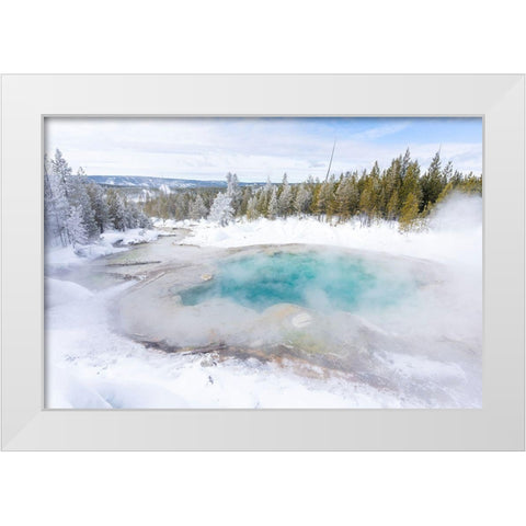 Emerald Spring, Yellowstone National Park White Modern Wood Framed Art Print by The Yellowstone Collection